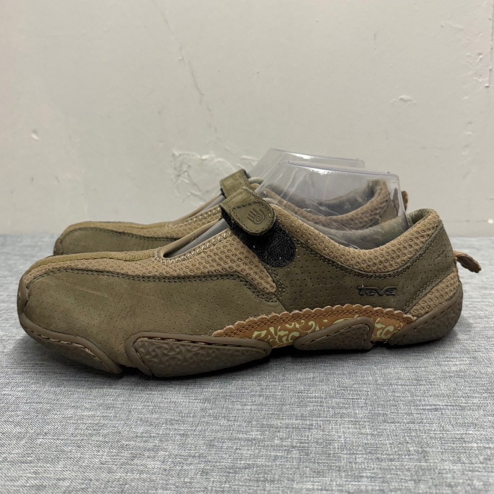 Teva Mary Jane Shoes Womens 8 Green 6142 Mush Suede Mesh Strap Outdoor Casual